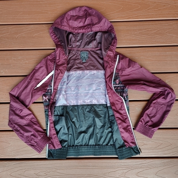 Y2K Empyre Jacket Purple Aztec Windbreaker Full Zip Hooded Coat Women's Med VTG - Picture 8 of 9